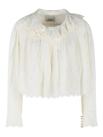Isabel Marant Zelly White Cotton And Silk Blouse