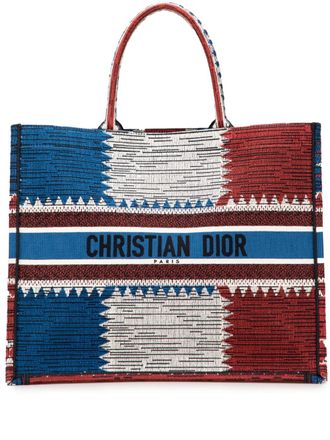 Dior 2019 Large Canvas French Flag Book tote bag - unisex - Canvas - One Size - Blue