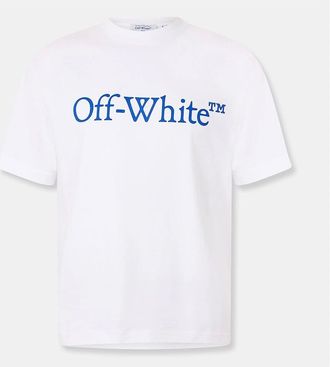 Off-white Mens Striped Regular Fit Lettering T-Shirt - White - Size: 44