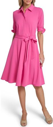Calvin Klein Tie Sleeve Crepe Shirtdress in Rosey at Nordstrom Rack, Size 12