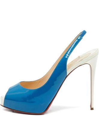 Christian Louboutin 125 mm lakleren slingback sandalen met hak - Blauw