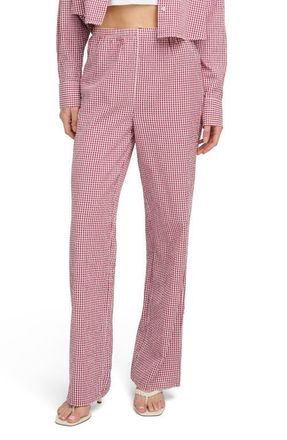 Favorite Daughter The Everything Straight Leg Pants in Raspberry/White at Nordstrom, Size X-Small