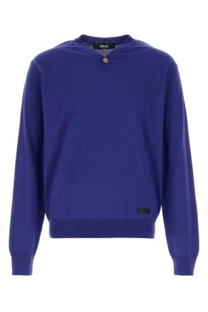 Versace Blue V Neck Sweater