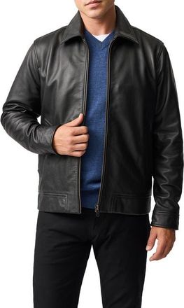 Rodd & Gunn Haymarket Leather Jacket in Onyx at Nordstrom, Size Medium