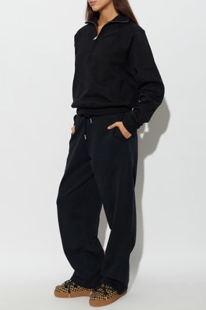 Ami Sweatshirt With A Zip-up Neckline, Womens, Black
