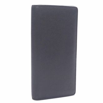 Louis Vuitton Noir Taiga Leather Long Wallet (Bi-Fold) (Pre-Owned)