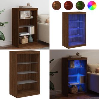 vidaXL Credenza con Luci LED Rovere Marrone 60,5x37x100 cm - Credenza moderna - Credenza con luce RGB