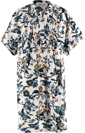 Diane Von Fürstenberg Diane Von Furstenberg White Patterned Shirt Dress Size L
