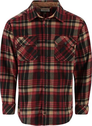Legendary Whitetails Mens Navigator Fleece Button Up Shirt, Red Cabin Wood Plaid, Large