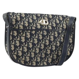 Dior Pre-owned Shoulder Bags, female, Blue, Size: ONE SIZE Pre-owned Vintage Trotter Canvas Shoulder Bag