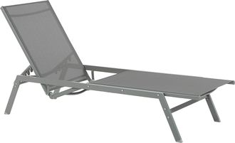 Beliani Beliani - Tumbona De Metal Textil Gris Respaldo Reclinable Resistente A Rayos Uv Vernazza