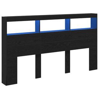 Berkfield Home Headboard Cabinet with LED Black Oak 180x17x102 cm | Size: 180 x 17 x 102 cm