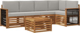 vidaXL Conjunto De Sof&aacute;s De Exterior 6 Uds. Natural Y Gris Claro Vidaxl