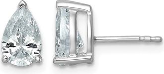 Diamond2Deal 14k White Gold 2 ct Pear Lab Grown Diamond Stud Earrings VS Clarity, G-H Color