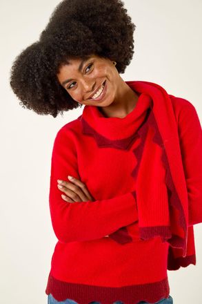 Roman Scalloped Scarf Knit Jumper
