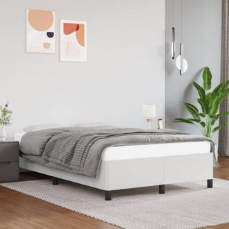vidaXL Estructura De Cama Sin Colch&oacute;n Cuero Sint&eacute;tico Blanco 120x190cm Vidaxl