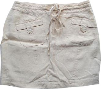 Escada Metallic Linen Cream Skirt Size S