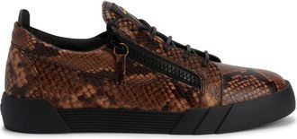 Giuseppe Zanotti Frankie snakeskin-print leather sneakers - men - Leather/Rubber/Leather - 39 - Brown