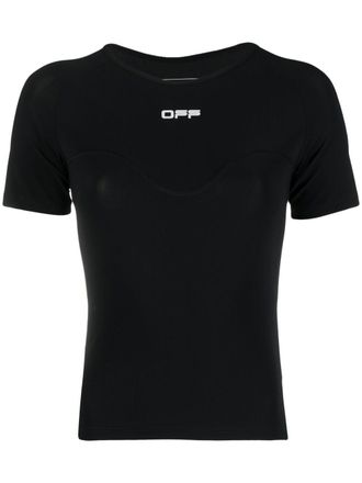 Off-white logo-print performance top - women - Polyamide/Spandex/Elastane - L - Black