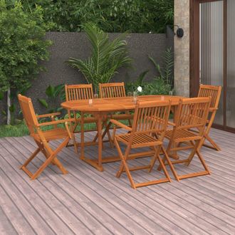vidaXL Juego Comedor De Jard&iacute;n 7 Pzas Madera Maciza Acacia 180x90x75cm Vidaxl