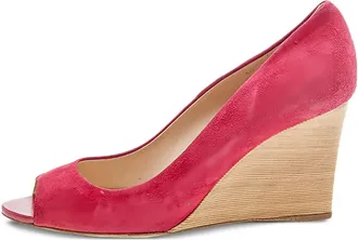 Tod's pre-owned 85mm peep-toe suede wedge pumps - women - Calf Leather/Calf Suede/Calf Leather - 40 - Red