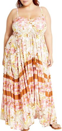 City Chic Lilah Love Floral Maxi Dress in Ivory Free Spirit at Nordstrom Rack, Size Xs/14W