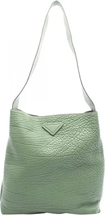 Prada Green Leather Tote Bag (Pre-Owned)