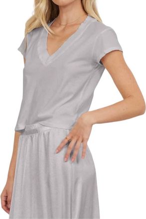 La Made Suri Organic Deep V Tee In Chrome