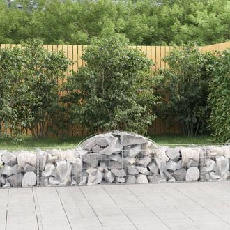 Berkfield Home Arched Gabion Baskets 9 pcs 200x50x40/60 cm Galvanised Iron in Silver