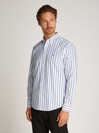 Tommy Hilfiger Businesshemd TOMMY HILFIGER FLEX POPLIN NAUTICAL STP SHIRT, Herren, Gr. L, N-Gr, weiss (optic wei&szlig;, wedge blau), Web, Obermaterial: 100% Baumwolle, ge