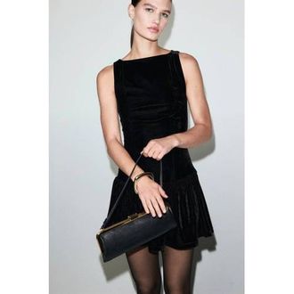 Mango fluwelen jurk zwart