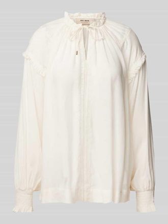 Mos Mosh Relaxed Fit Bluse mit Schl&uuml;sselloch-Ausschnitt in Ecru, Gr&ouml;&szlig;e S
