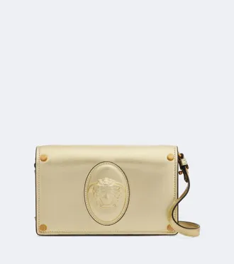 Versace Medusa Small metallic leather clutch