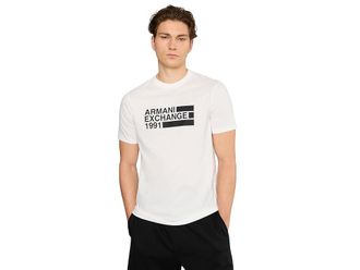 A|X Armani Exchange Short Sleeve Jersey Block T-Shirts Slim Mens T Shirt Off-White : 2XL, Cotton