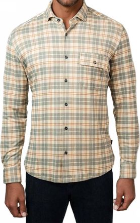 Stone Rose Print Getaway Check Long Sleeve Knit Shirt In Grey