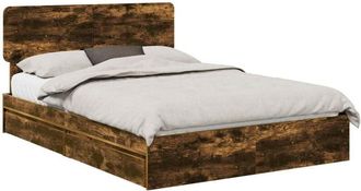 vidaXL Storage Bed with Drawer Smoked Oak 140 x 190 cm Engineered Wood vidaXL