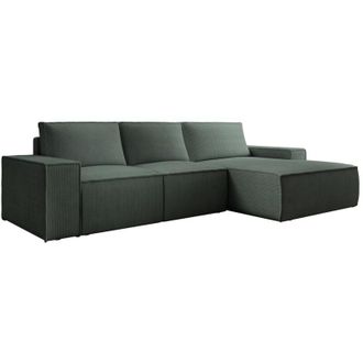 Vente-Unique Vente-unique - Grande divano letto angolo a destra in Velluto a coste Verde - amelia