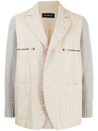 Undercover contrasting-sleeve cotton blazer - men - Cotton/Polyester - 3 - White