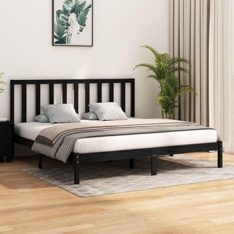 vidaXL Vidaxl - Estructura De Cama Sin Colch&oacute;n Madera De Pino Negro 200x200 Cm