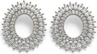 House of Frosted Gemstone Statement Stud Earrings in White Gold at Nordstrom Rack