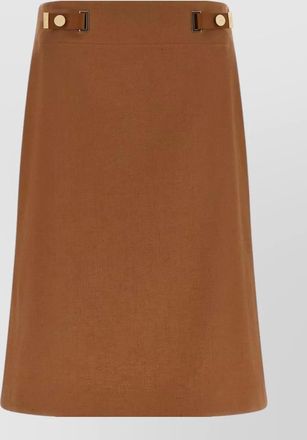 Fendi linen blend high-rise midi a-line skirt
