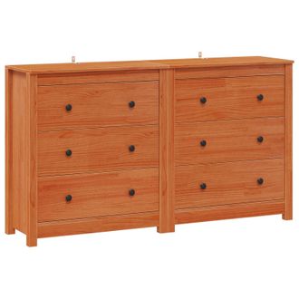 vidaXL Aparador 2 Uds. Marr&oacute;n Cera 140 X 35 X 80 Cm Pino Macizo Vidaxl