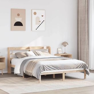 Berkfield Home Bed Frame without Mattress 135x190 cm Double Solid Wood Pine in Brown