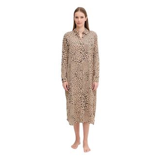 DKNY Nachthemd met knoopsluiting - Dames - Shirt Kleedjes - Bruin - M - Polyester - Kleedjes