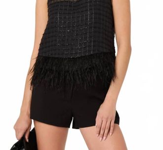 Astr Etheos Metallic Feather Trim Top In Black