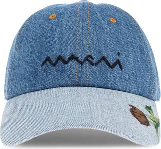 Marni Cappello da baseball denim con ricamo - Blu