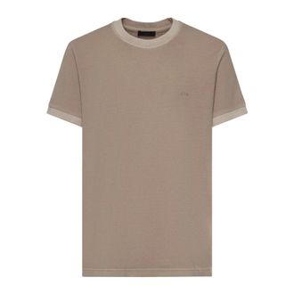 Fay T-Shirts, male, Beige, Size: 2XL Piquet Ribbed T-Shirt