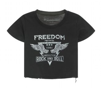 Prince Peter Womens Freedom Festival Cropped Tee In Black