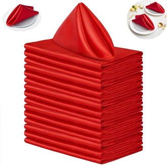 OEM 16 Piezas, Tela Para Servilletas, Seda Brillante, Tejido Suave Y Liso, Servilletas De Sat&eacute;n Suaves, Rojo, 43x43 Cm