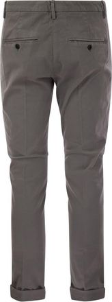 Dondup Mens Gaubert - Slim-fit Gabardine Trousers - Grey Cotton - Size 40 (Waist)
